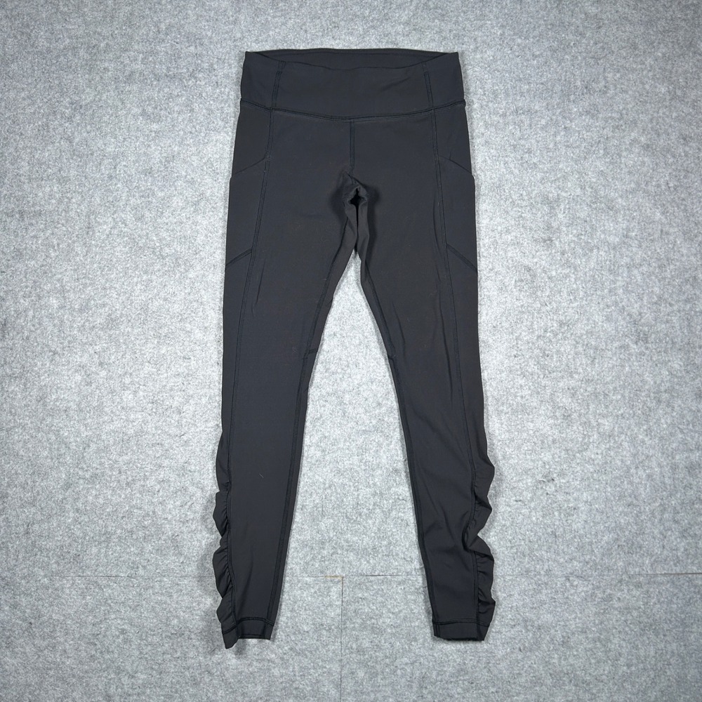 Lululemon Leggings Women 6 Black Tight‎ Stuff Tight II Ruffle Yoga Running